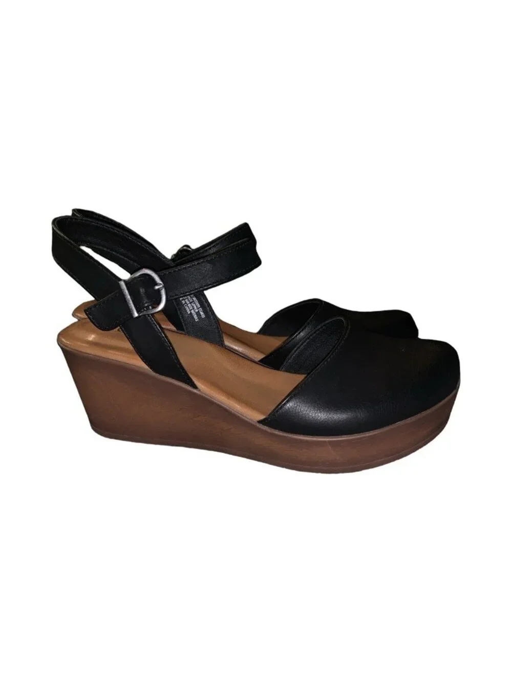Boc Born Black 10 Dalia Closed Round Toe Mary Jane Ankle Strap Wedge Heel B.O.C